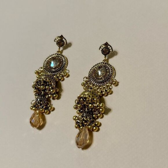 Boho crystal drop earrings M646 - Picture 3 of 5